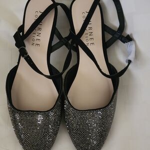 Journee Collection Women's Black Rhinestone Flats